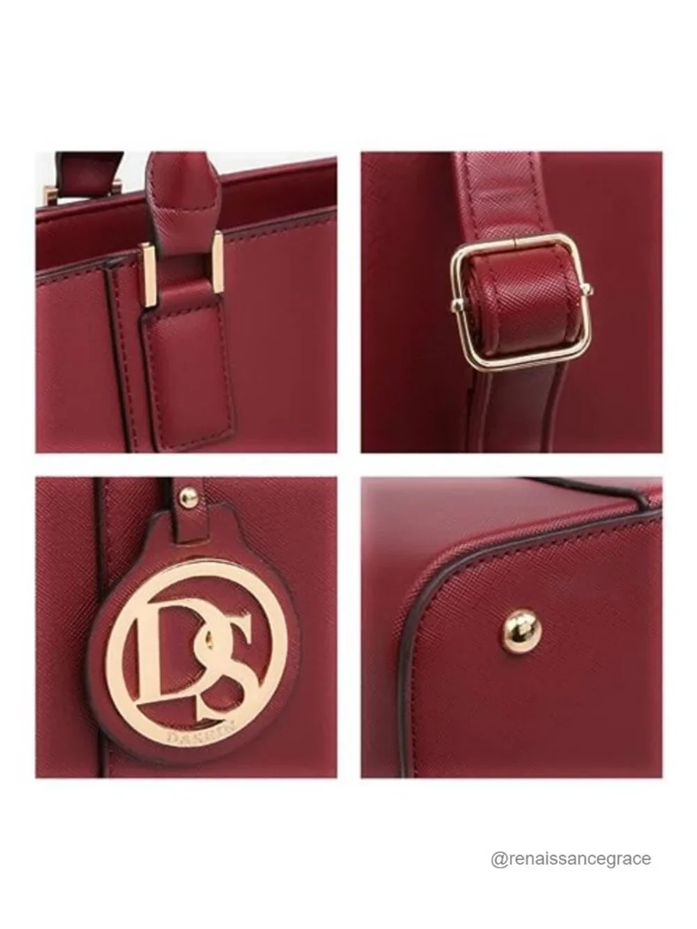 Vegan Leather Large Tote Bag with Matching Clutch and Tassel, Shoulder Purse